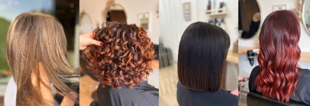 Rich reddish-brown hair colour achieved with henna application