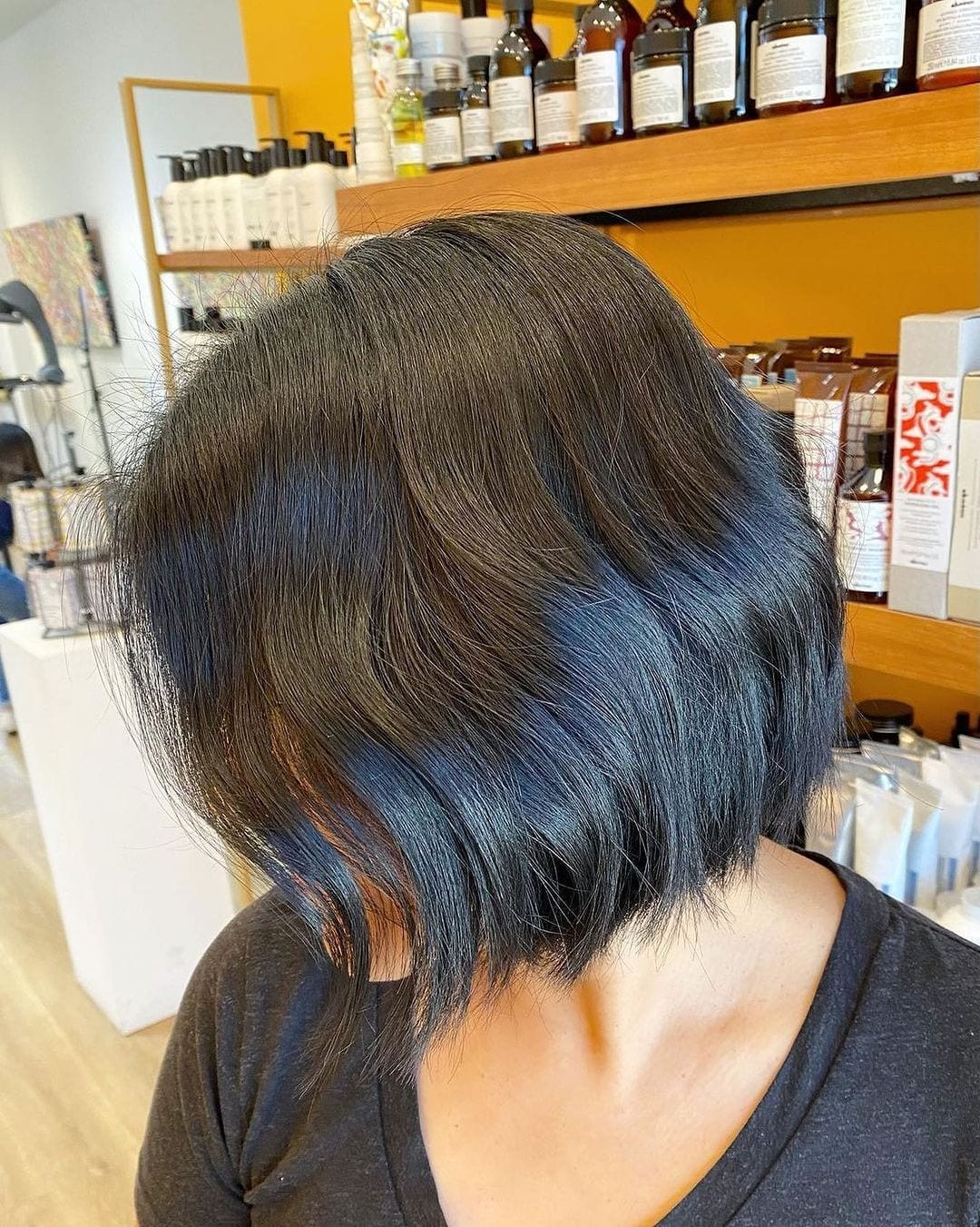 Freshly coloured hair after a salon root touch-up service Freshly coloured hair after a salon root touch-up service